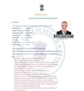 Indien E Visum Beispiel