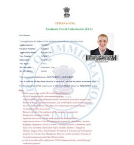 Indien E Visum Beispiel